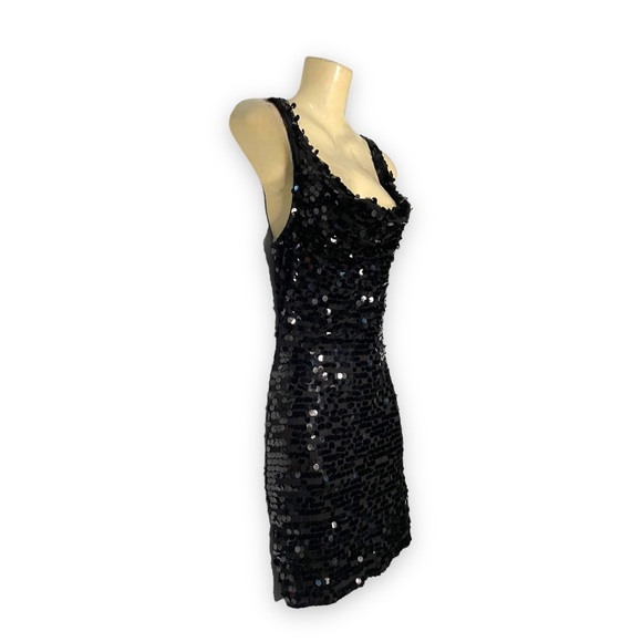 Guess Los Angeles Party Dress Sequined Paillettes Bodycon Jet Black XS - Picture 3 of 7